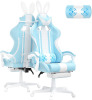 Ferghana Light Blue Gaming Chair with Bunny Ear, Cute Massage Gaming Chairs for Adults & Teens, Office PC Gamer Chair with Footrest, Kawaii Computer Game Chair for Girls, Racing Reclining Silla Gamer, New in Box $299