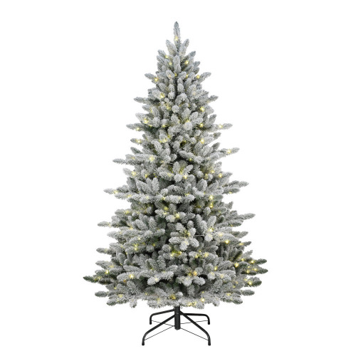 Puleo International Pre-Lit 7.5' Flocked Bennington Fir Artificial Christmas Tree with 400 Multi-Finction RGB LED Lights, Green, New in Box $599