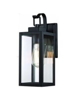 PIA RICCO 1- Light Matte Black Outdoor Wall Lantern Sconce with Clear Glasee New In Box $109.99