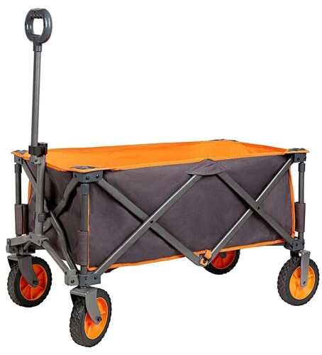 Portal Collapsible Folding Wagon, Push Pull Foldable Beach Wagon Cart with All-Terrain Wheels, Heavy Duty Utility Grocery Wagon for Outdoor Camping Garden Sport Shopping, Holds 225 lbs, Grey/Orange New In Box $199.99