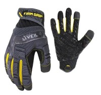 Firm Grip Pair of Pro Grip X-Large Black Synthetic Leather High Performance Glove / Firm Grip Large Nitrile Coated Work Gloves / Assorted New Assorted