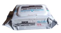 Rico Hand Sanitizing Wipes, 70% Alcohol, 6" x 8", White; 80 Wipes Per Pack New