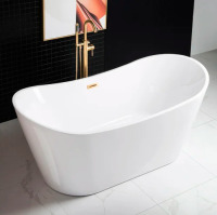 WoodBridge B0017 -BG-Drain Brushed Gold 71" x 32" Freestanding Soaking Acrylic Bathtub New $1099.99