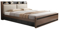 Boosiny Upholstered Storage Bed in Walnut (6 Boxes) New Shelf Pull $1399.99