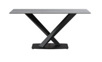 Helia 63" Modern Kitchen Dining Room Table, Grey Marble Rectangular Dining Table Sintered Stone Top with X-Shape Black Base, Breakfast Tables for Kitchen, Restaurant, Small Spaces, (3 Boxes) New in Box $1299.99