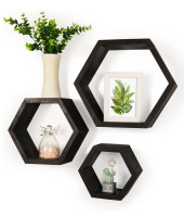 Kezory Hexagon Floating Shelves, Geometric Figure Wall Shelf for Living, Room, Kitchen, Bedroom, Bathroom, Wall Decoration Honeycomb Floating Shelf (Black) New In Box $89.99