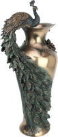 Design Toscano WU10505 Peacock Centerpiece Home Decor Sculptural Vase, 19 Inch, Bronze New in Box $299