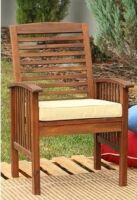 Walker Edison OWC2DB Sundowner Dark Brown Wood Patio Chair New in Box $699