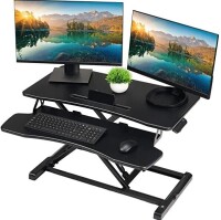 FEZIBO Standing Desk with Height Adjustable 34 Inches Standing Desk Converter Stand up Riser Tabletop Workstation Fits Dual Monitor Black Similar to Picture New In Box $249.99
