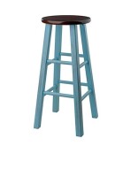 Winsome Wood Ivy model name Stool Rustic Light Blue/Walnut New In Box $139.99