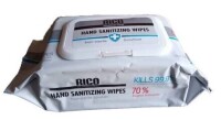 Rico Hand Sanitizing Wipes, 70% Alcohol, 6" x 8", White; 80 Wipes Per Pack New