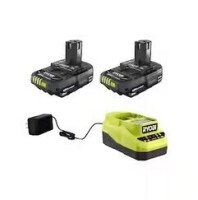RYOBI ONE+ 18V Lithium-Ion 2.0 Ah Compact Battery (2-Pack) with 18V Lithium-Ion Charger New In Box $219.99