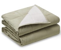 YnM Weighted Blanket —Cotton/Polyester Blend Fabric with Premium Glass Beads (Avocado/White Reversible, 80''x87'' 20lbs), 90~160lb Persons Sharing Use on Queen/King Bed | A Duvet Included New In Box $119.99