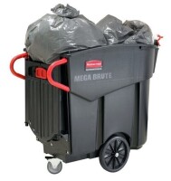 Rubbermaid FG9W7300BLA MEGA BRUTE 120 Gallon Black Rectangular Executive Series Mobile Waste Collector New $699
