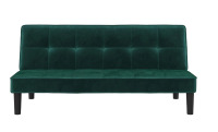 RealRooms Tyler Velvet Upholstered Futon Convertible Sofa Bed & Couch, Green, New in Box $499