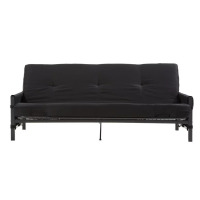 DHP Fairview Futon Set with Black Metal Frame, 6" Mattress and Storage Pockets, Black, New in Box $299