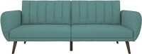 Novogratz Brittany Sofa Futon - Premium Upholstery and Wooden Legs - Light Blue, New in Box $499