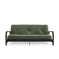 DHP Cleo Futon Set with Black Metal Sofa Bed Frame and 6" Mattress, Full Size, Army Green, New in Box $399