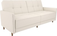 DHP Andora Coil Futon Sofa Bed Couch with Mid Century Modern Design - White Faux Leather, New in Box $499