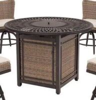 Home Decorators Collection Hazelhurst Brown Wicker Outdoor Patio High Dining Fire Pit Table $599