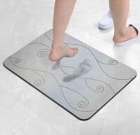 WOLMAZEN Luxury Diatomaceous Earth Shower Mat- Non-Slip Fast-Drying Mat for Kitchen Counter, Tub & Bathroom Floor -23.6x15.4inch-Dark Grey Engraved Curves-Hard New In Box $89.99