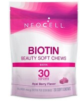 NeoCell Biotin Bursts for Healthy Hair and Nails, 10,000 mcg, Gluten-Free, Aai Berry Flavor, 30 Soft Chews $29