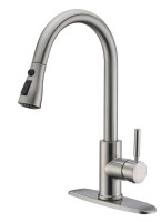 WEWE Single Handle High Arc Brushed Nickel Pull Out Kitchen Faucet, Single Level Stainless Steel Kitchen Sink Faucet with Pull Down Sprayer New In Box $199.99