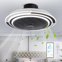 Kviflon 21" Modern Bladeless Ceiling Fans with Lights and Remote Control, Low Profile Flush Mount Ceiling Fans 3 Colors Dimming 3 Speeds Lamp Timer Control fNew in Box $119