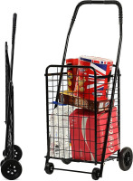 Lehboson Deluxe Folding Shopping Cart with Four Wheels- 90 lb Capacity?Folding Shopping Cart, Utility Cart $79