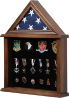 Zmiky Flag Display Case American Flag Solid Wood Display Case Fits a 3 X 5 Flag Folded Military Shadow Box with Felt Lining Holder for Certificate Pins New in Box $119