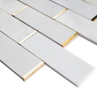 NBG-2 2x6 White and Gold Metal Stainless Steel Polished Marble Tile (1 Sheet) New in Box $79