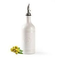 Funvim Ceramic Olive Oil Dispenser Bottle White, 20oz with Stainless Steel Spout, and Blue Collapsible Silicone Funnel New In Box $89.99