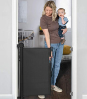 YOOFOR Retractable Baby Gate, Extra Wide Safety Kids Gate, 33” Tall, Extends to 71” Wide, Mesh Safety Gate for Stairs, Indoor, Outdoor, Doorways, Hallways (Black, 33"x71") / Cumbor Baby Gate Retractable Gate for Stairs, 33" Tall, Extends to 55" Wide, Long