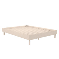 Cologne Tool-Less Wood Platform Bed Frame with Wood Slat Support, Light Oak, Queen-Size, New Open Box $299