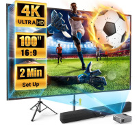 OlarHike Portable Projector Screen with Stand, 100-inch Outdoor Indoor 16:9 4K HD PVC Projection Screen, 1.2 Gain Movie Screen with Carry Bag Wrinkle-Free Design for Home Theater Backyard Movie Night New In Box $199