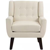 UIXE Beige Accent Chair Linen Upholstered Armchair, Midcentury Modern New in Box $399