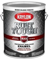 Krylon Rust Tough Enamel Paint, Gloss Sheen, White, 1 gal, 400 sq-ft/gal Coverage Area New $350