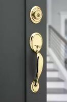 Kwikset Dakota Polished Brass Single Cylinder Door Handleset with Tylo Door Knob Featuring SmartKey Security $199