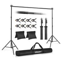 EMART Backdrop Stand 10x7ft(WxH) Photo Studio Adjustable Background Stand Support Kit with 2 Crossbars, 8 Backdrop Clamps, 2 Sandbags and Carrying Bag for Parties Events Decoration New In Box $99