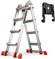 Soctone Ladder, A Frame 4 Step Extension Ladder, 17 Ft With Multi Position & Removable Tool Tray with Stabilizer Bar, 330 lbs Weight Rating Telescoping Ladder for Household or Outdoor Work, New in Box $299