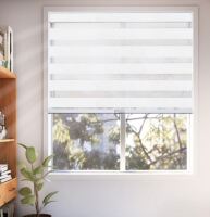 CHICOLOGY Zebra Blinds, Roller Window Shade, Blinds for Windows , Roller Shades for Windows, Window Shades for Home, Window Shades, Pull Down Shades for Windows, 48"W X 72"H, Basic Arctic / US Window And Floor 2" Faux Wood 49.5" W x 60" H, Inside Mount Co