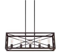 Home Decorators Collection Harwood 60-Watt 5-Light Royal Bronze Pendant with Cage Shade New In Box $299