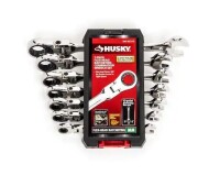 Husky Flex Ratcheting MM Combination Wrench Set (7-Piece) / Husky SAE Combination Wrench Set (10-Piece) New Shelf Pull Assorted $199