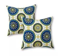 Greendale Home Fashions Summer Medallion Square Outdoor Throw Pillow New $79
