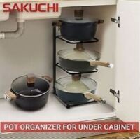 Sakuchi Pots and Pans Organizer for Cabinet, 3 Tiers Heavy-Duty Pot and Pan Rack for Kitchen Organization, Height Adjustable and Space Saving Pot Organizer with 3 Hook, Black New In Box $89.99
