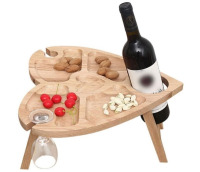 ADVEN Outdoor Wine Picnic Table Portable Folding Heart Wooden Picnic Table with Glass Holder Snack Tray for Park Beach Camping Outdoor Dinner New In Box $119.99