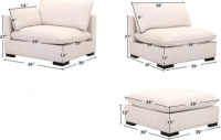 Bonzy Home 3-Piece Living Room Set with Corner Chair, Armless Chair and Ottoman in Biege, New in Box $1299.99