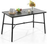 Phi Villa Black Patio Rectangle Metal Bar Height Outdoor Dining Table with 1.97 in. Umbrella Hole New in Box $399