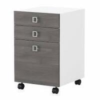 Bush Business Furniture Echo 3 Drawer Mobile File Cabinet, Pure White/Modern Gray (KI60501-03) New in Box $499