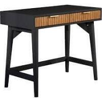 Origins Furniture Larsen 36" Mini Desk Black Natural Wood Gold. New Shelf Pull $599